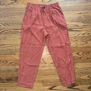 Madewell Taper Leg Crop Pants Comfy Casual Zip‎ Coral Size Small